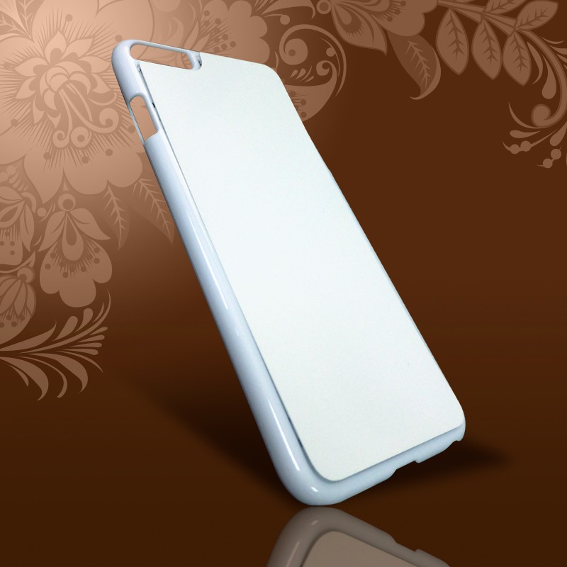 Чехол IPhone 6 plus пластик белый с металлической вставкой